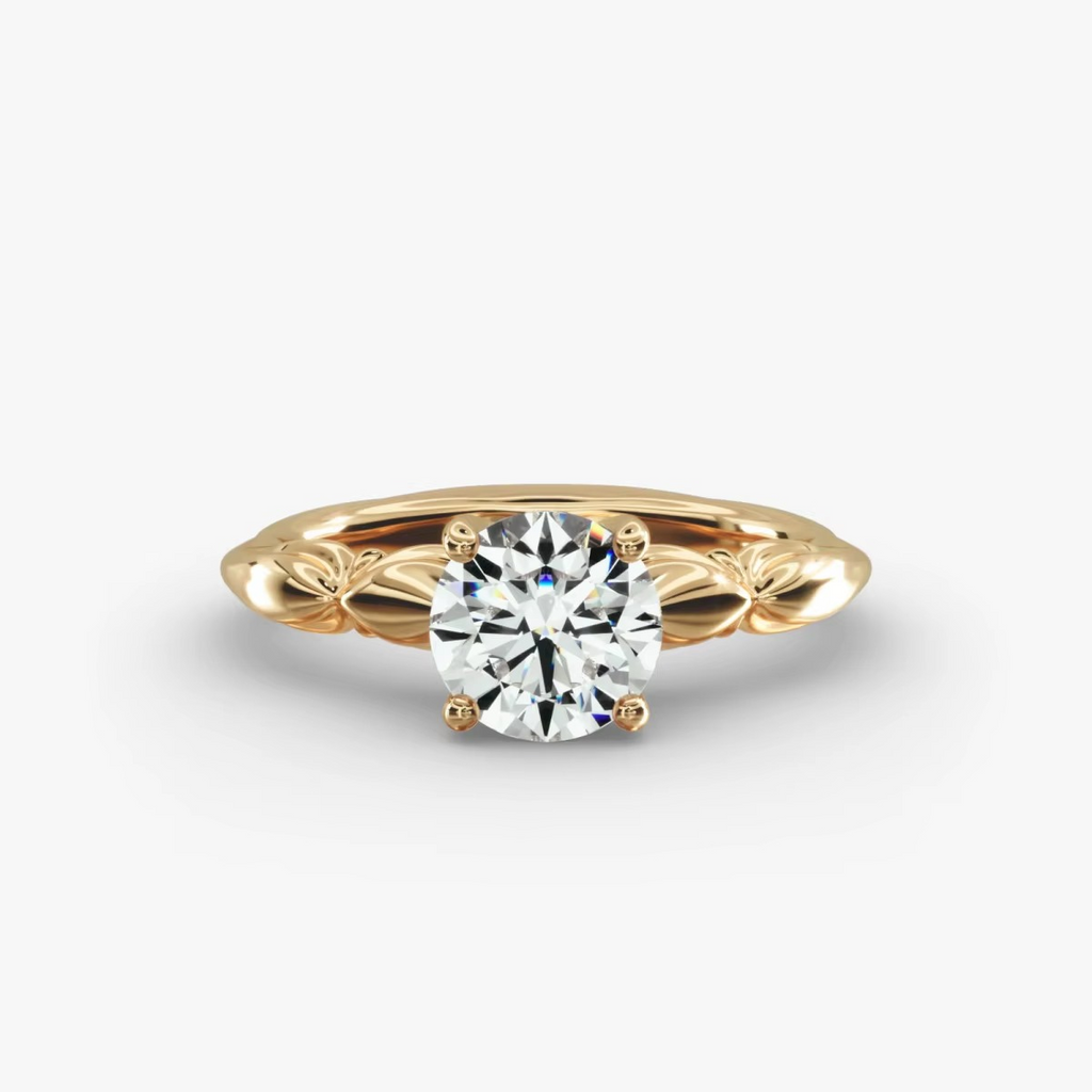 18k Yellow Gold Round Cut Lab Grown Diamond